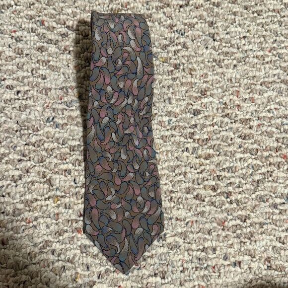 Vintage Christian Dior 100% Silk Men’s Tie Abstract Print - Picture 2 of 4